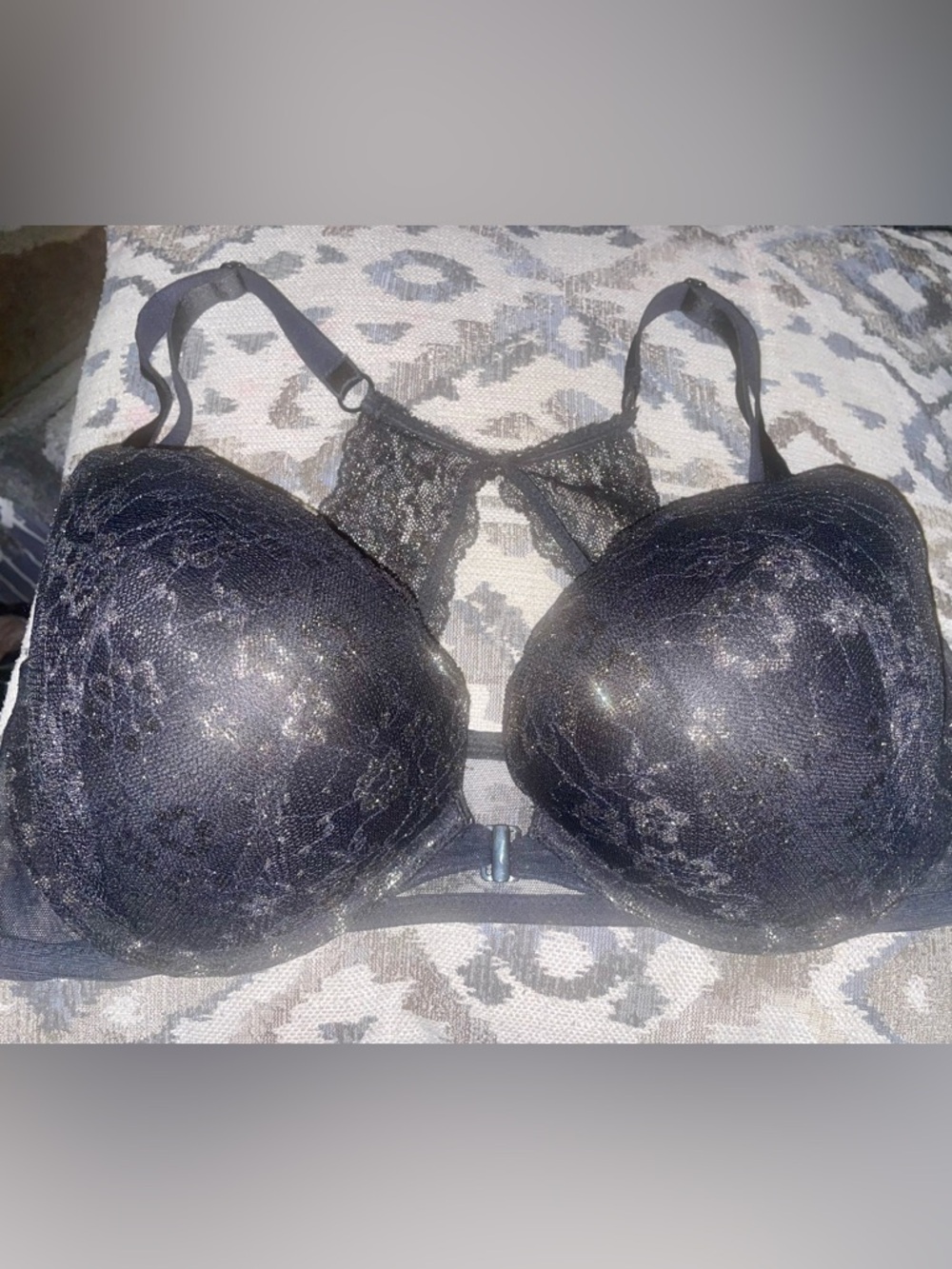 Victoria's Secret Black Lace Push-Up Bra with Racerback Detail